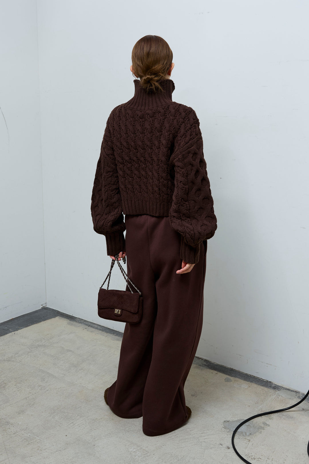 [予約/SET]バルキーケーブルハーフジッププルオーバー+裏起毛スウェットワイドパンツ(2set)