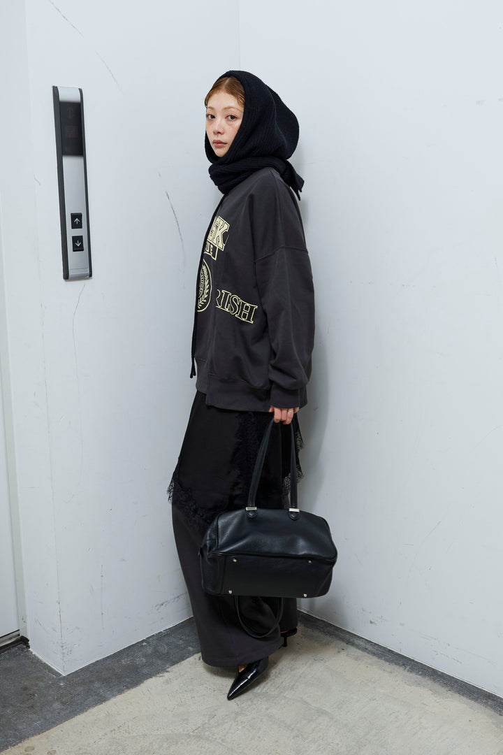 [予約/SET]カレッジプリントリメイク風スウェット+アシンメトリーレースロングキャミ(2set)