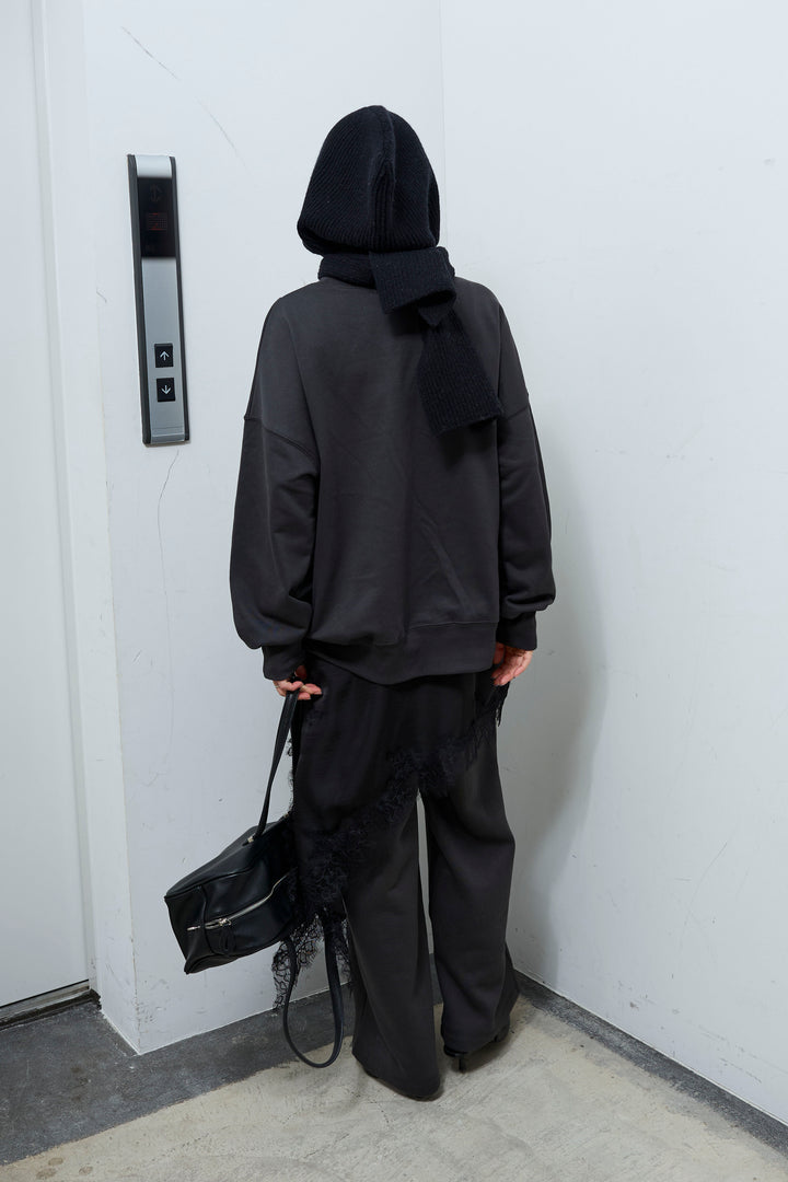 [予約/SET]カレッジプリントリメイク風スウェット+アシンメトリーレースロングキャミ(2set)