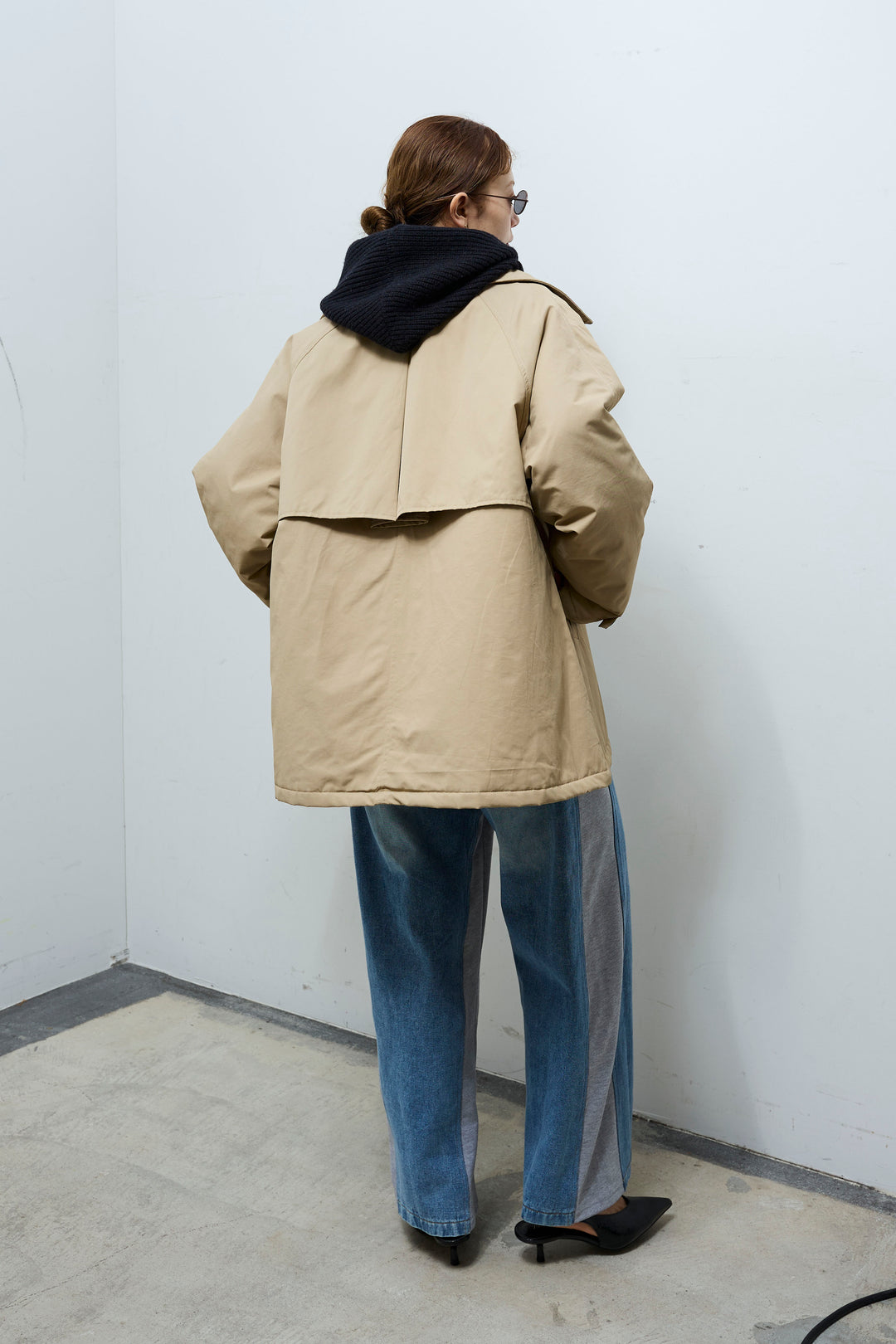 [予約/SET]キルトライニングAライントレンチ+アルパカタッチフライトニットキャップ+オーバーサイズノーカラーデニムJK+スウェット切り替えデニムパンツ(4set)