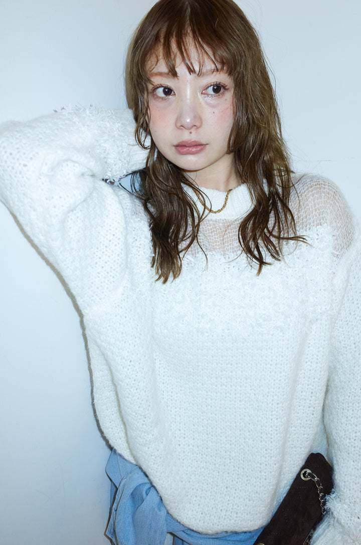 [予約/SET]切り替えパターンミニフリンジニット+サイドフリンジニットパンツ(2set)