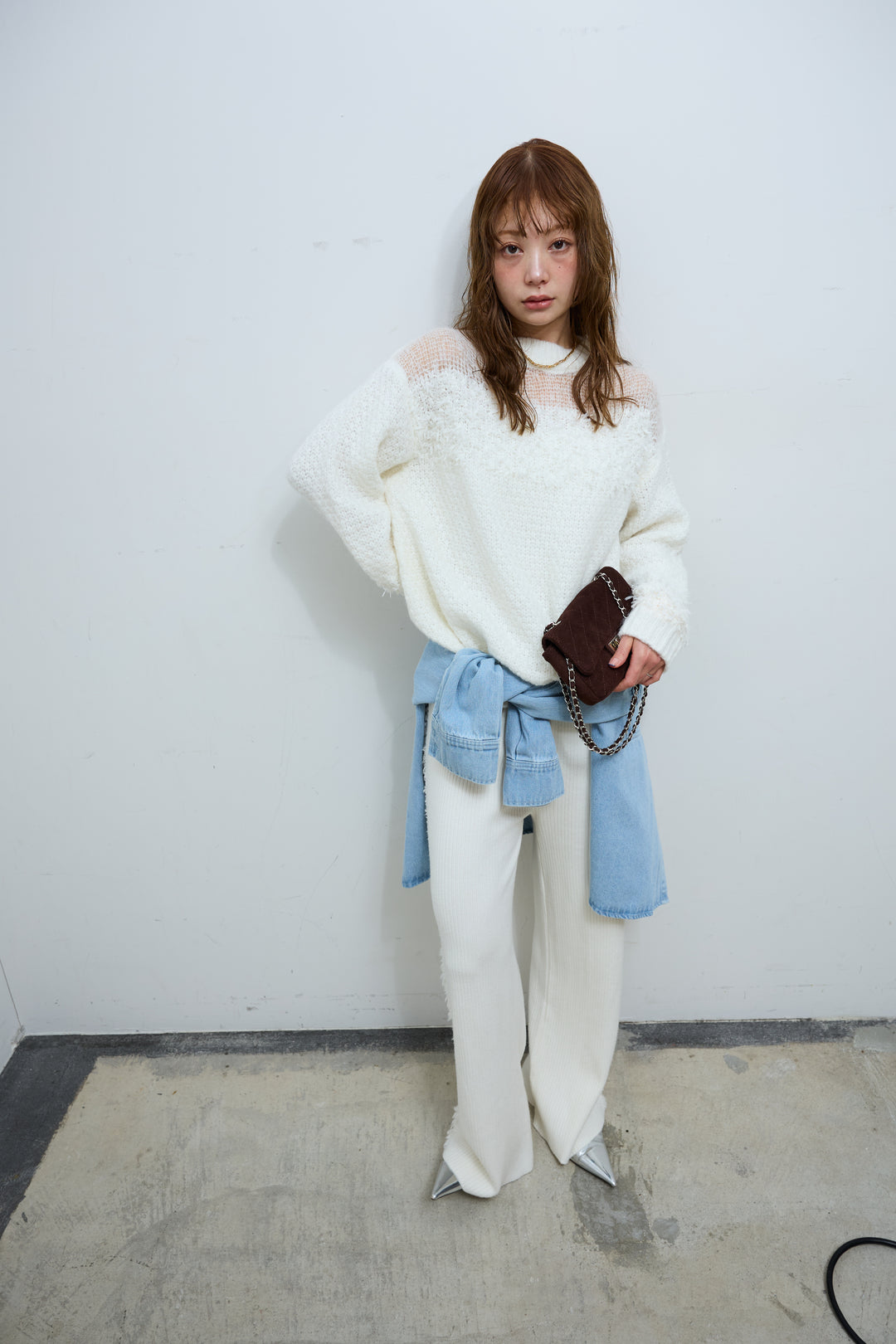 [予約/SET]切り替えパターンミニフリンジニット+サイドフリンジニットパンツ(2set)