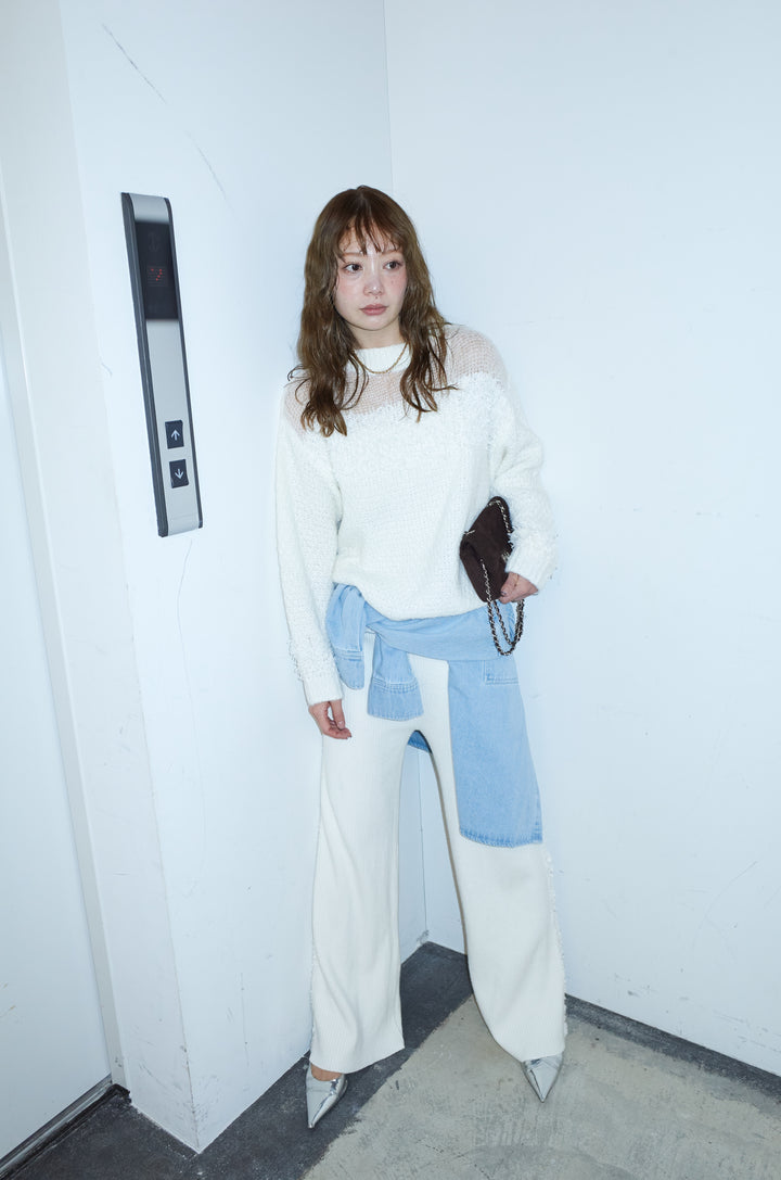 [予約/SET]切り替えパターンミニフリンジニット+サイドフリンジニットパンツ(2set)