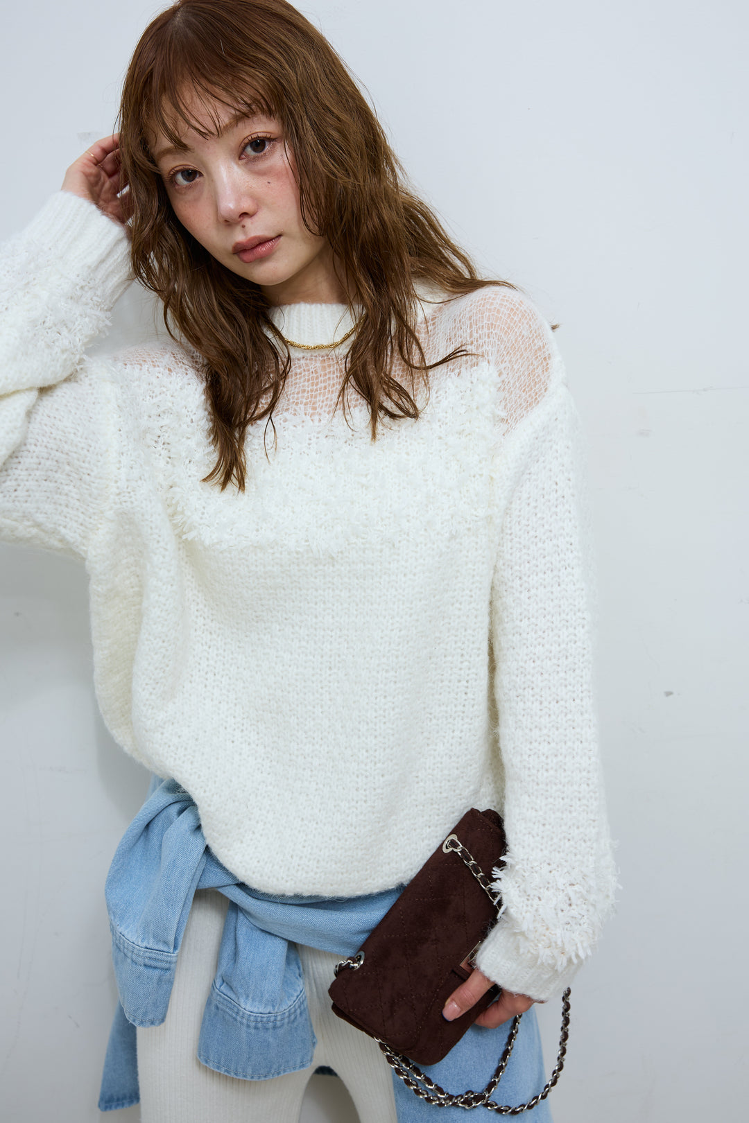 [予約/SET]切り替えパターンミニフリンジニット+サイドフリンジニットパンツ(2set)