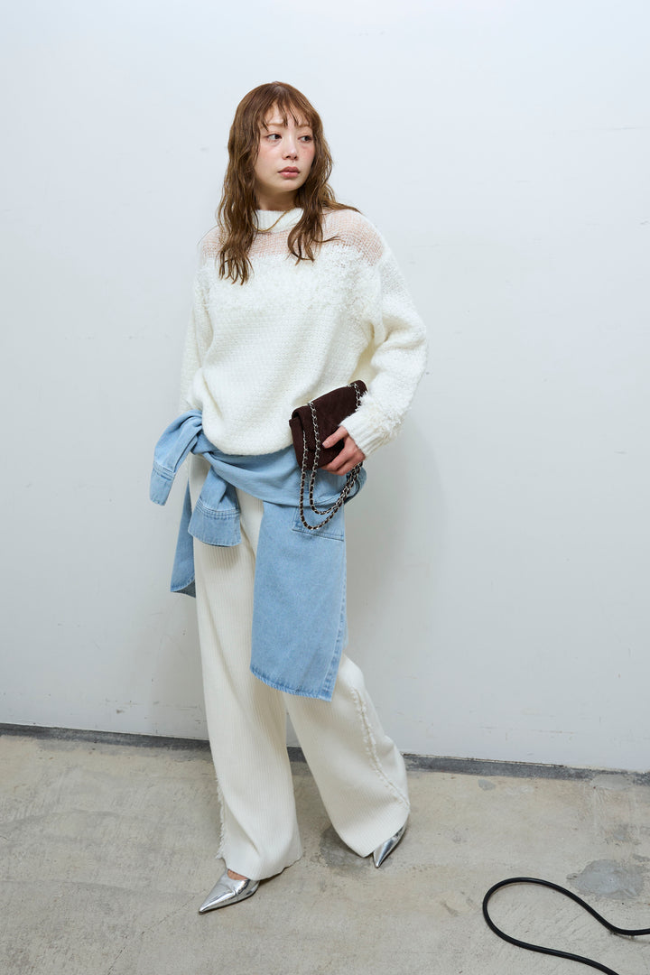 [予約/SET]切り替えパターンミニフリンジニット+サイドフリンジニットパンツ(2set)