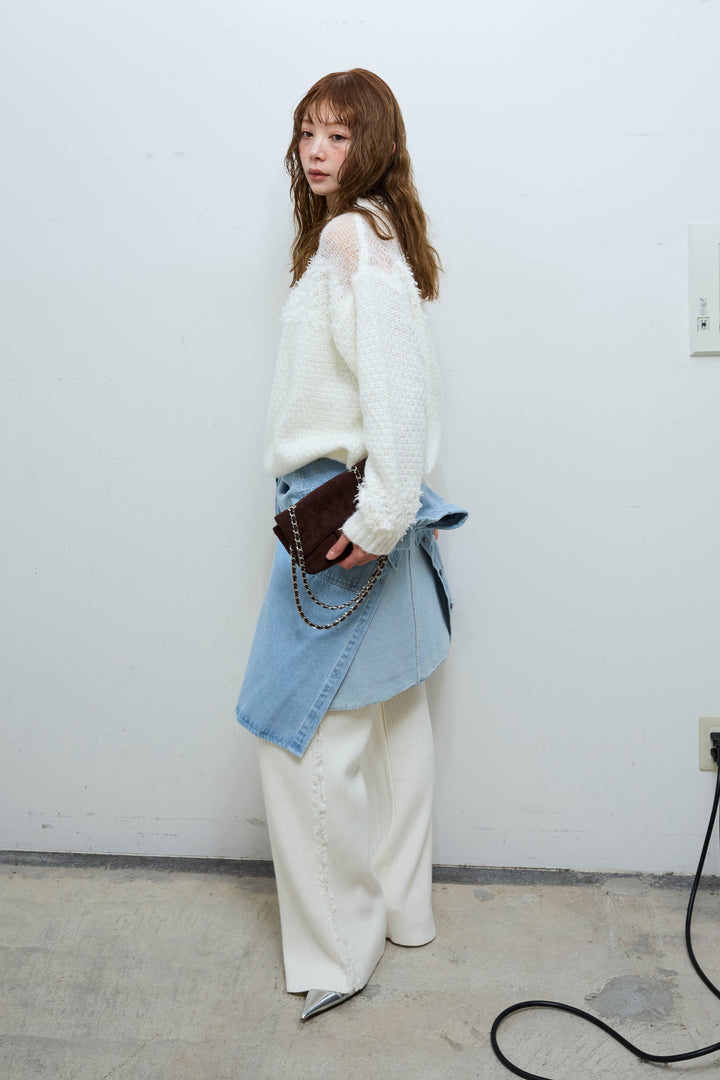 [予約/SET]切り替えパターンミニフリンジニット+サイドフリンジニットパンツ(2set)