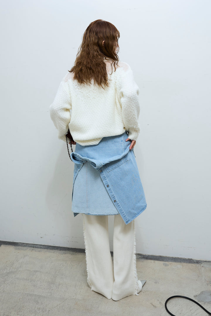 [予約/SET]切り替えパターンミニフリンジニット+サイドフリンジニットパンツ(2set)