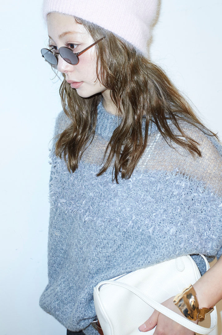 [予約/SET]切り替えパターンミニフリンジニット+アウトシームストレートスカート(2set)