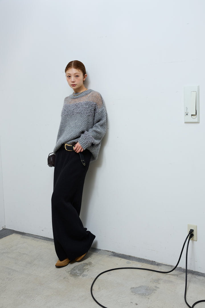 [予約/SET]切り替えパターンミニフリンジニット+リブニットナロースカート(2set)