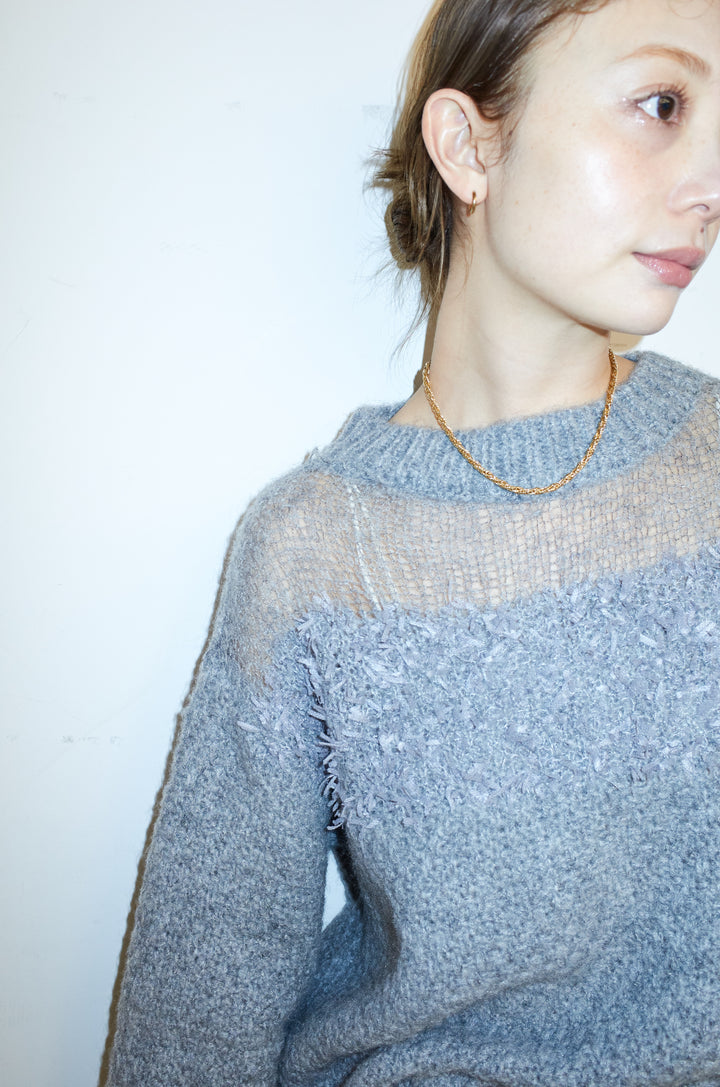 [予約/SET]切り替えパターンミニフリンジニット+リブニットナロースカート(2set)