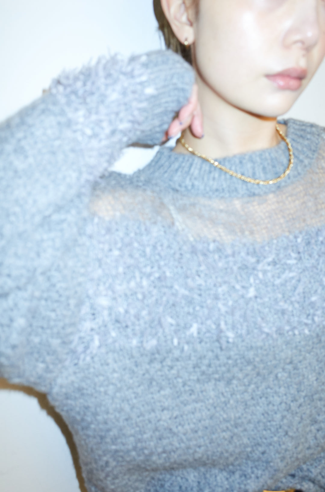 [予約/SET]切り替えパターンミニフリンジニット+リブニットナロースカート(2set)