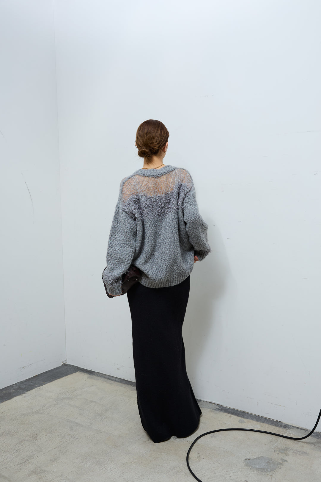 [予約/SET]切り替えパターンミニフリンジニット+リブニットナロースカート(2set)