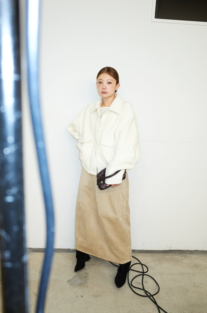 [予約/SET]ソフトシャギー ブルゾン+スウェードタッチコクーンスカート(2set)