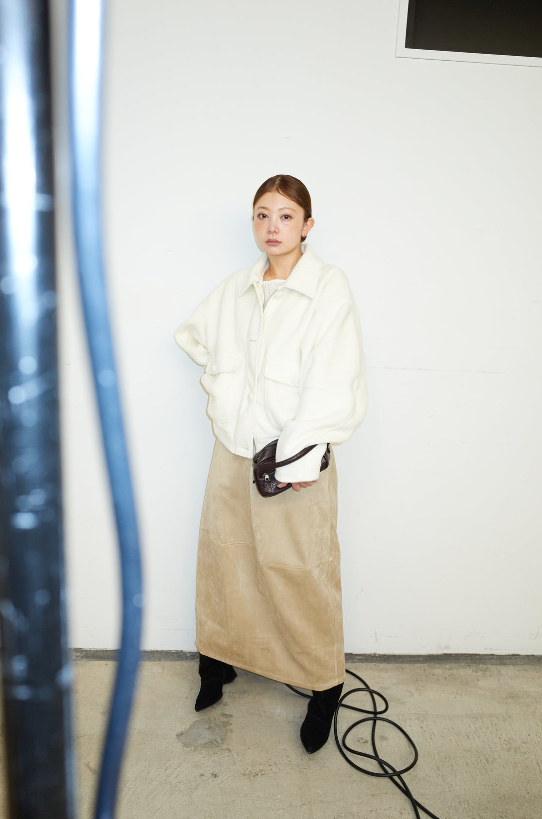 [予約/SET]ソフトシャギー ブルゾン+チュールベロアサイドギャザーPO+スウェードタッチコクーンスカート(3set)