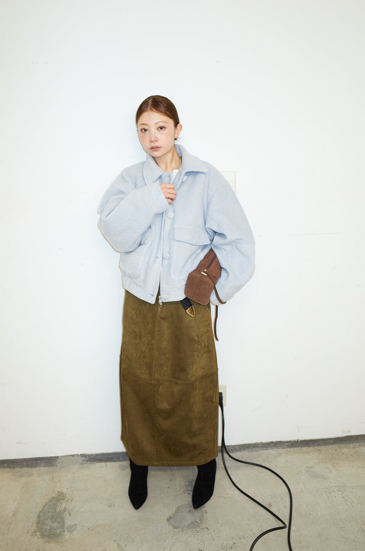 [予約/SET]ソフトシャギー ブルゾン+チュールベロアサイドギャザーPO+スウェードタッチコクーンスカート(3set)