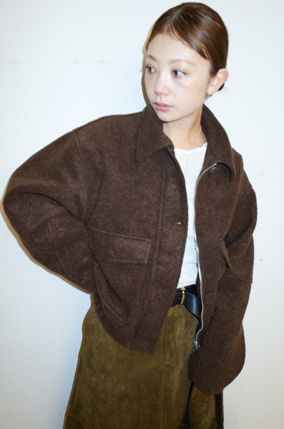 [予約/SET]ソフトシャギー ブルゾン+チュールベロアサイドギャザーPO+スウェードタッチコクーンスカート(3set)