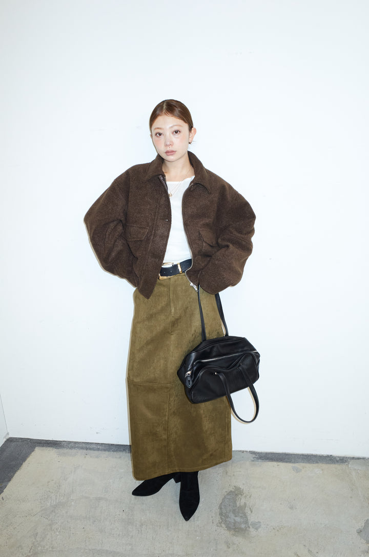 [予約/SET]ソフトシャギー ブルゾン+チュールベロアサイドギャザーPO+スウェードタッチコクーンスカート(3set)