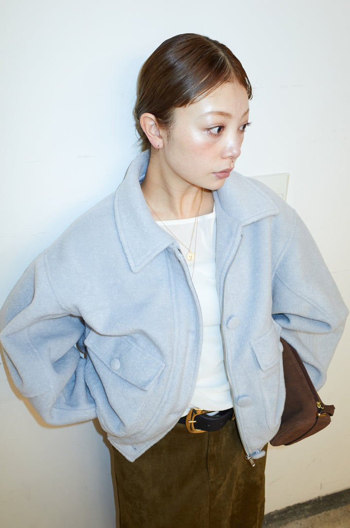 [予約/SET]ソフトシャギー ブルゾン+スウェードタッチコクーンスカート(2set)