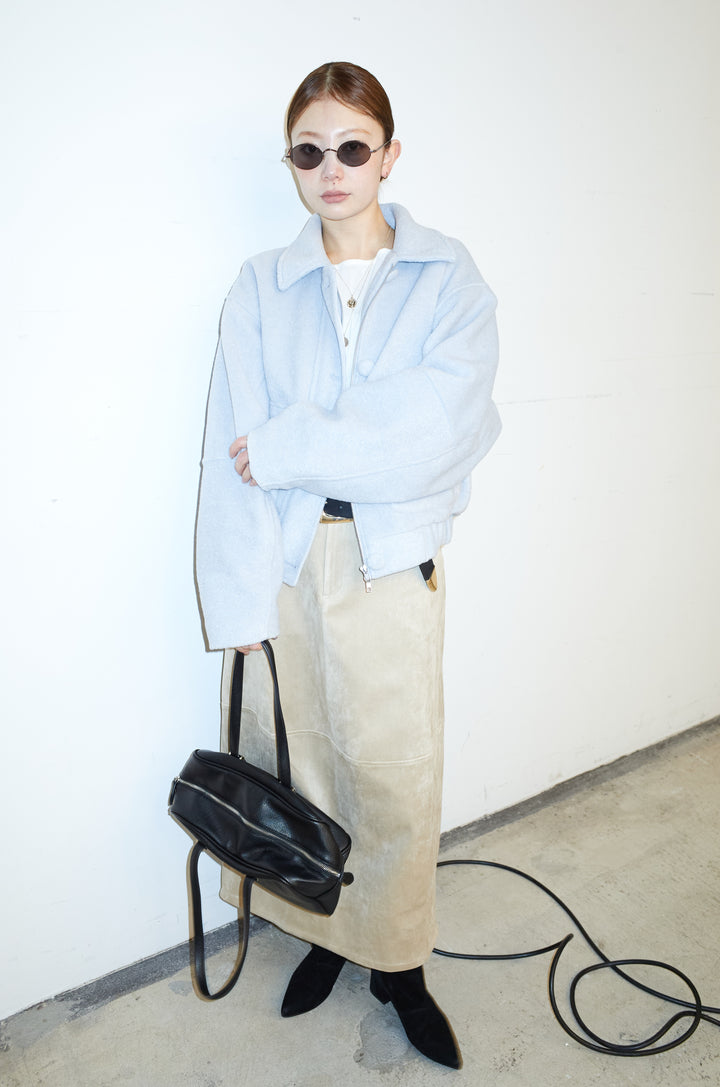 [予約/SET]ソフトシャギー ブルゾン+スウェードタッチコクーンスカート(2set)