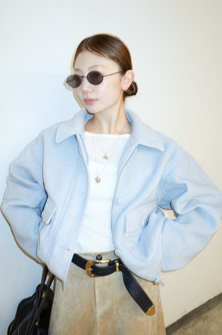 [予約/SET]ソフトシャギー ブルゾン+チュールベロアサイドギャザーPO+スウェードタッチコクーンスカート(3set)