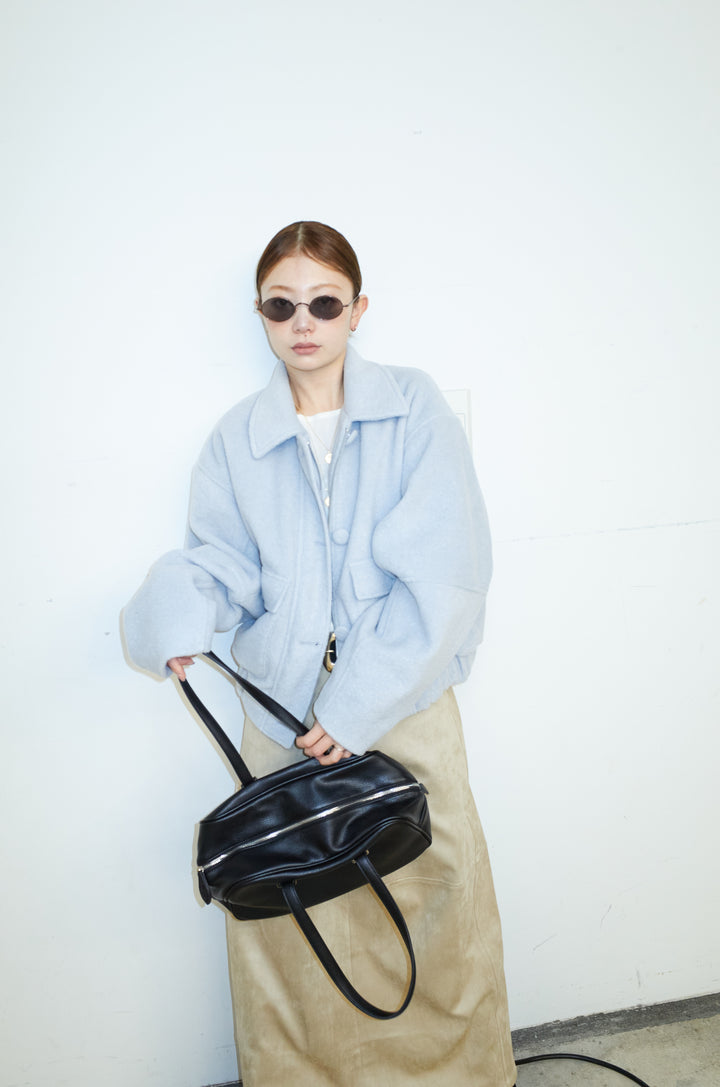 [予約/SET]ソフトシャギー ブルゾン+スウェードタッチコクーンスカート(2set)