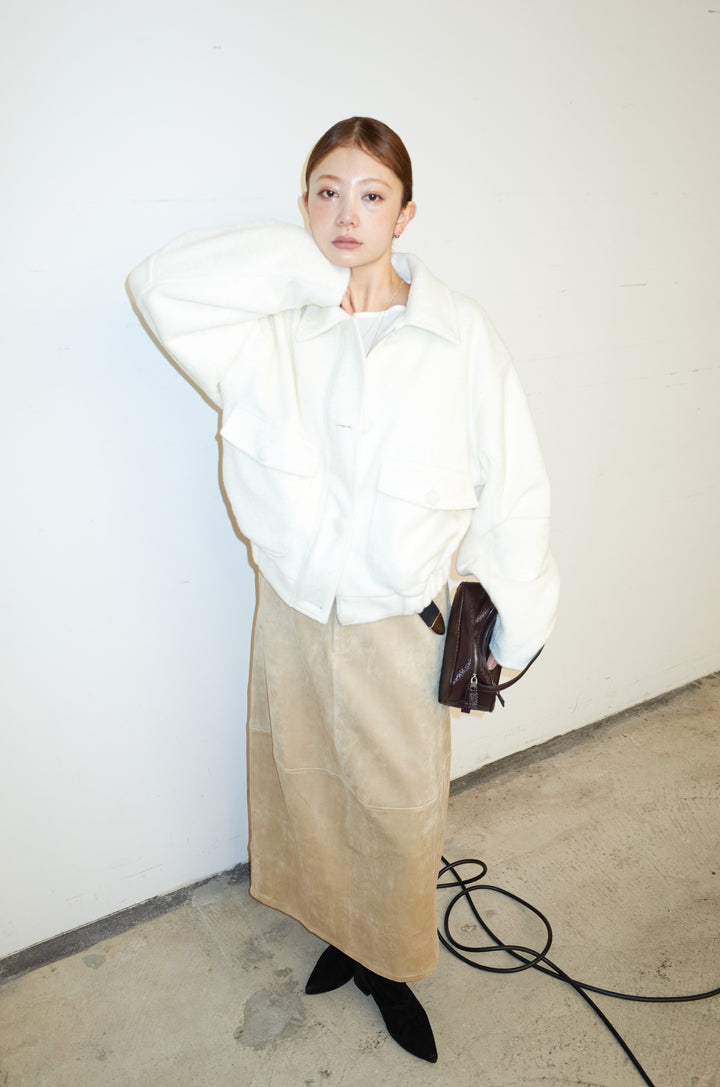 [予約/SET]ソフトシャギー ブルゾン+スウェードタッチコクーンスカート(2set)