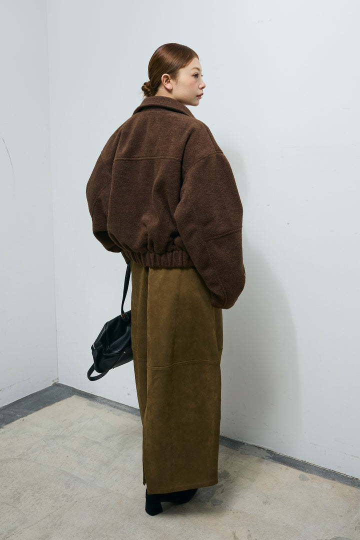 [予約/SET]ソフトシャギー ブルゾン+チュールベロアサイドギャザーPO+スウェードタッチコクーンスカート(3set)