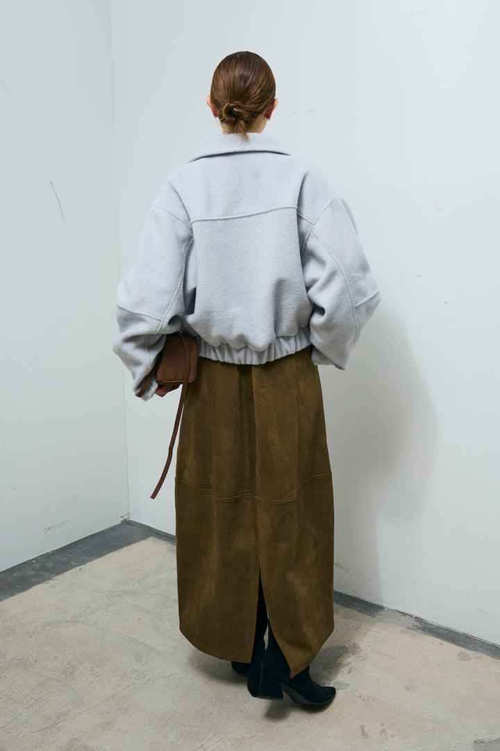 [予約/SET]ソフトシャギー ブルゾン+スウェードタッチコクーンスカート(2set)