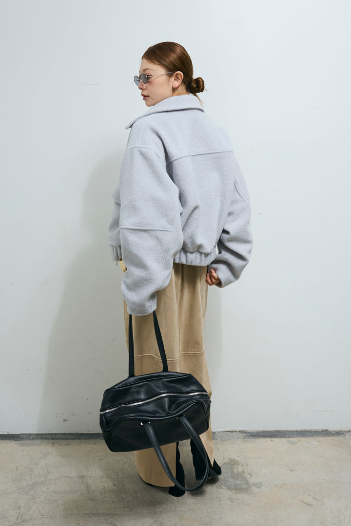 [予約/SET]ソフトシャギー ブルゾン+スウェードタッチコクーンスカート(2set)