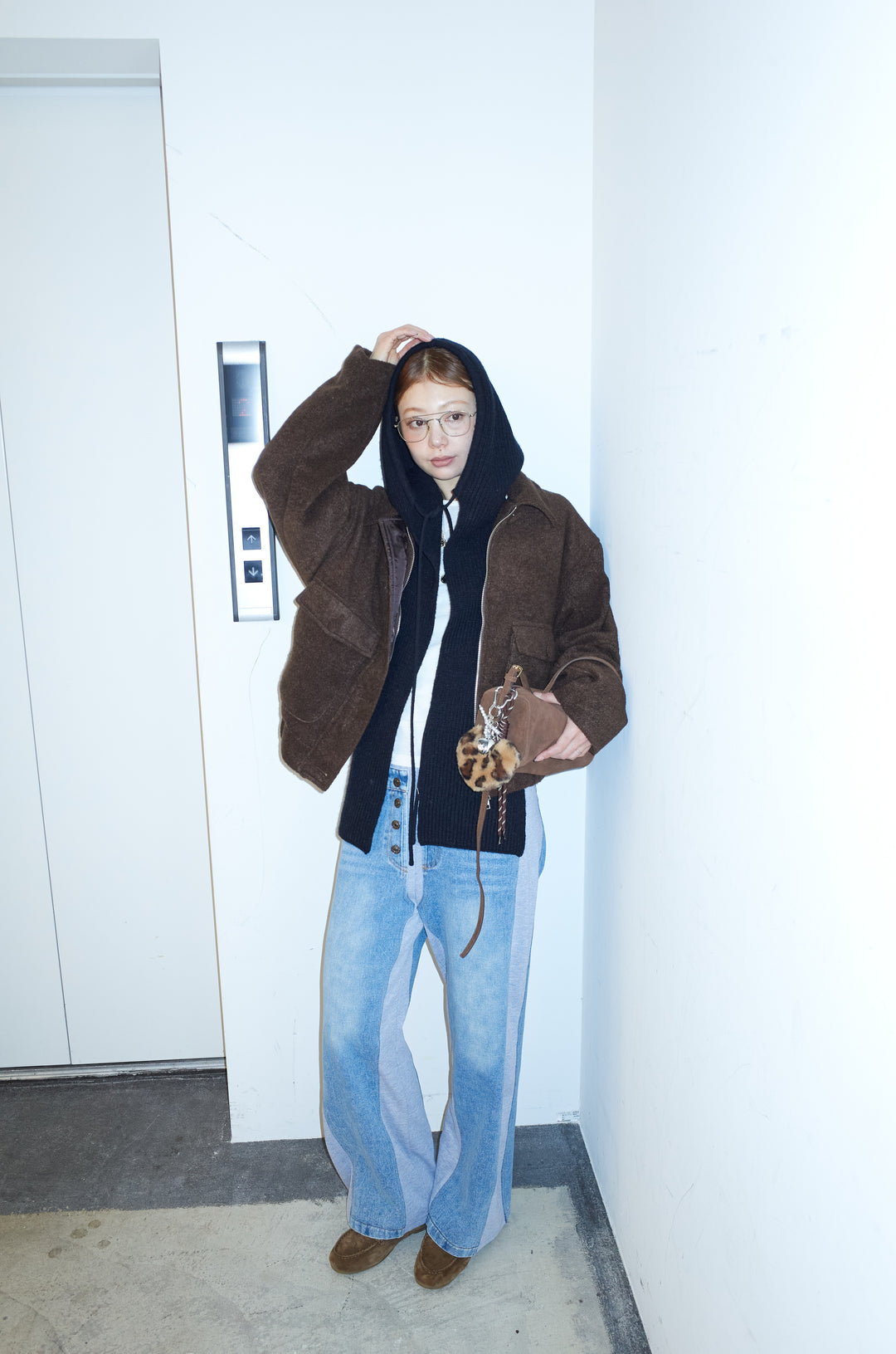 [予約/SET]ソフトシャギー ブルゾン+チュールベロアサイドギャザーPO+スウェット切り替えデニムパンツ(3set)