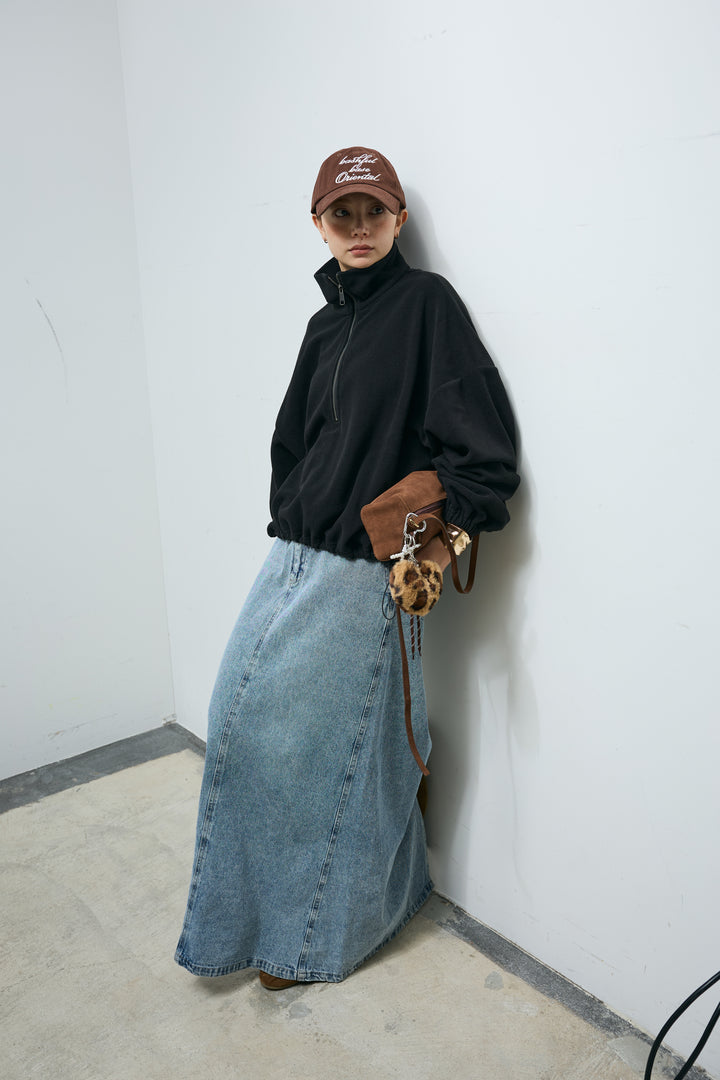 [予約/SET]ハーフジップフリースブルゾン+オーセンティックデニムSK(2set)