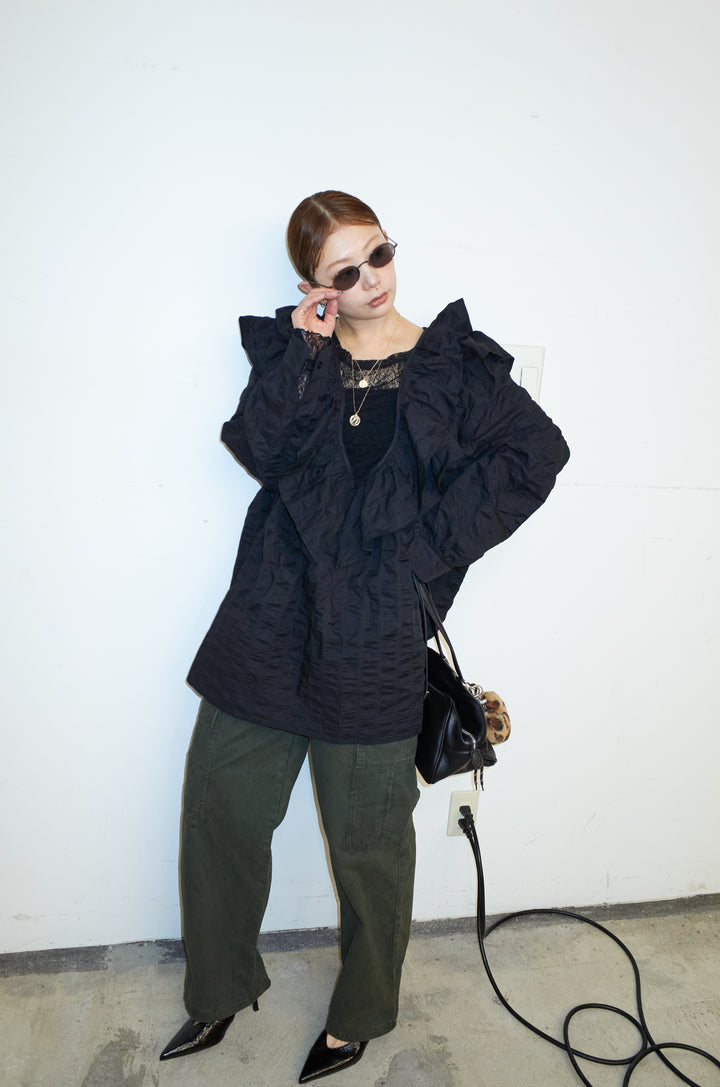 [予約/SET]ビッグフリル2wayフレアPO+ピグメントツイルカーゴパンツ(2set)