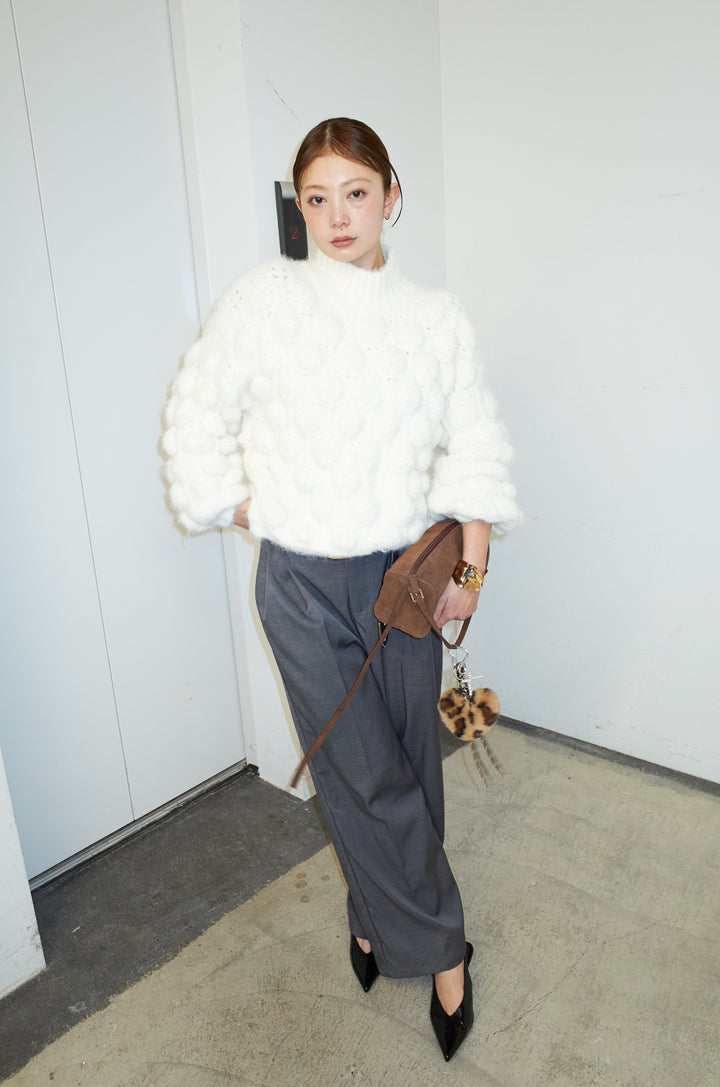 [予約/SET]テクスチャーハイネックニット+TRツイルスプリングカラータックパンツ(2set)