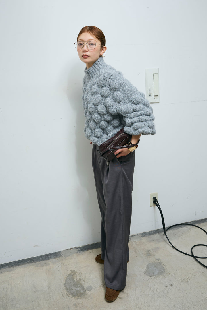 [予約/SET]テクスチャーハイネックニット+TRツイルスプリングカラータックパンツ(2set)