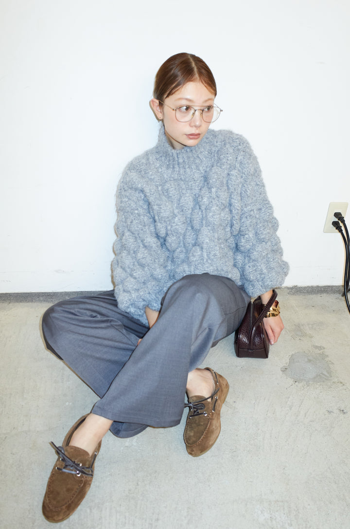 [予約/SET]テクスチャーハイネックニット+TRツイルスプリングカラータックパンツ(2set)