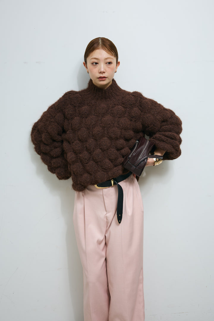 [予約/SET]テクスチャーハイネックニット+TRツイルスプリングカラータックパンツ(2set)