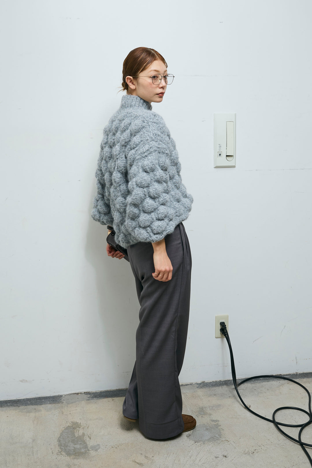 [予約/SET]テクスチャーハイネックニット+TRツイルスプリングカラータックパンツ(2set)