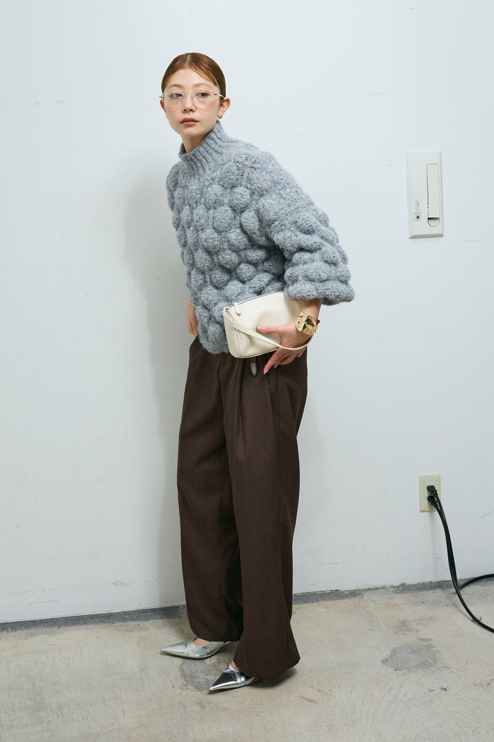 [予約/SET]テクスチャーハイネックニット+TRツイルスプリングカラータックパンツ(2set)