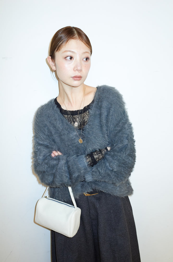 [予約/SET]起毛シャギーカーディガン+ウールタッチカーブワイドパンツ(2set)