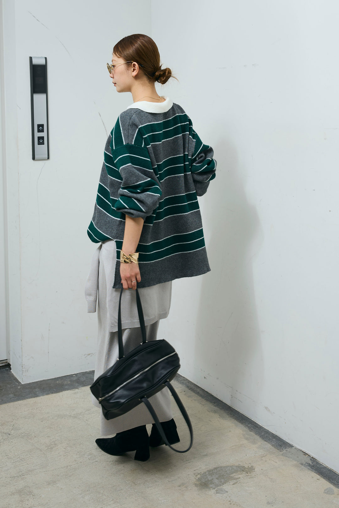 [予約/SET]ラガーニットボーダーポロPO+ウエストラップニットスカート(2set)