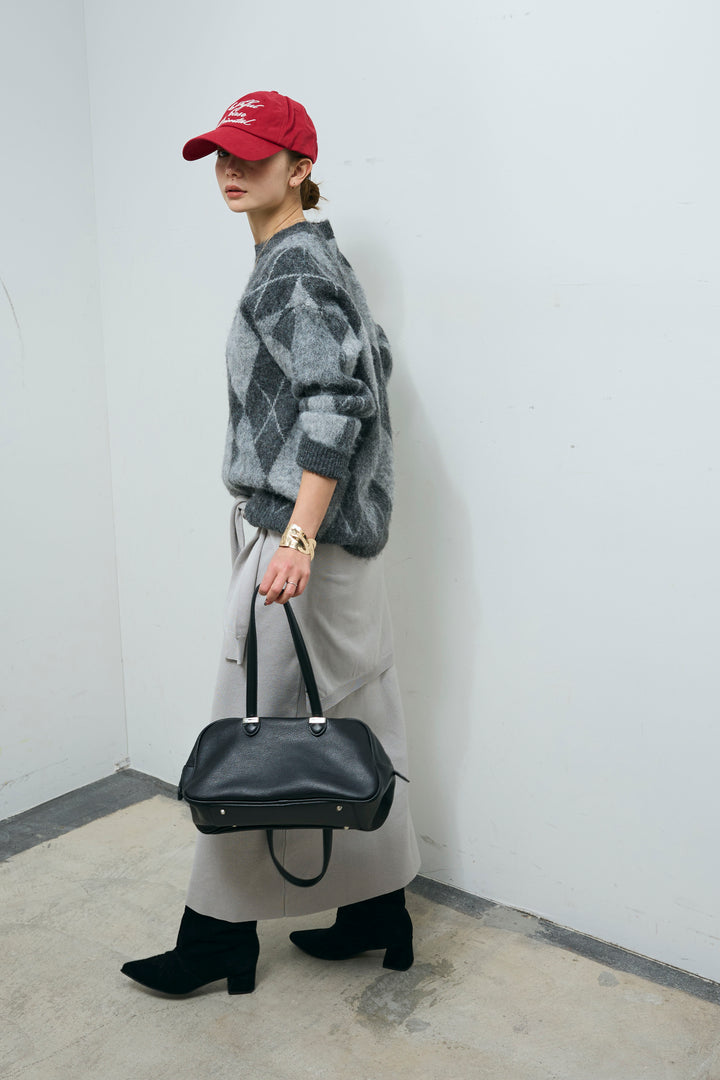 [予約/SET]アーガイルクルーネックニット+ウエストラップニットスカート(2set)