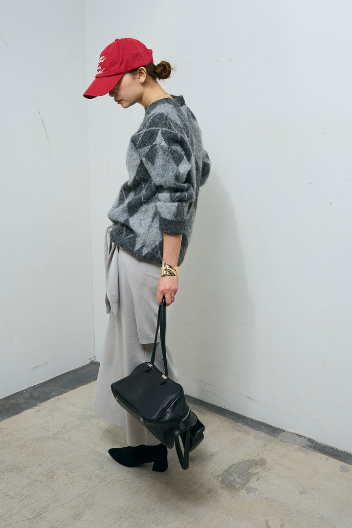 [予約/SET]アーガイルクルーネックニット+ウエストラップニットスカート(2set)