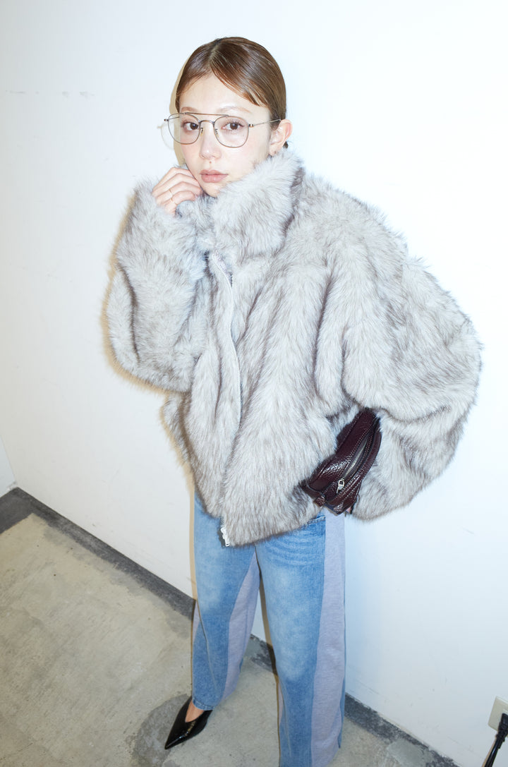 [予約/SET]ミックスファージップブルゾン+スウェット切り替えデニムパンツ(2set)