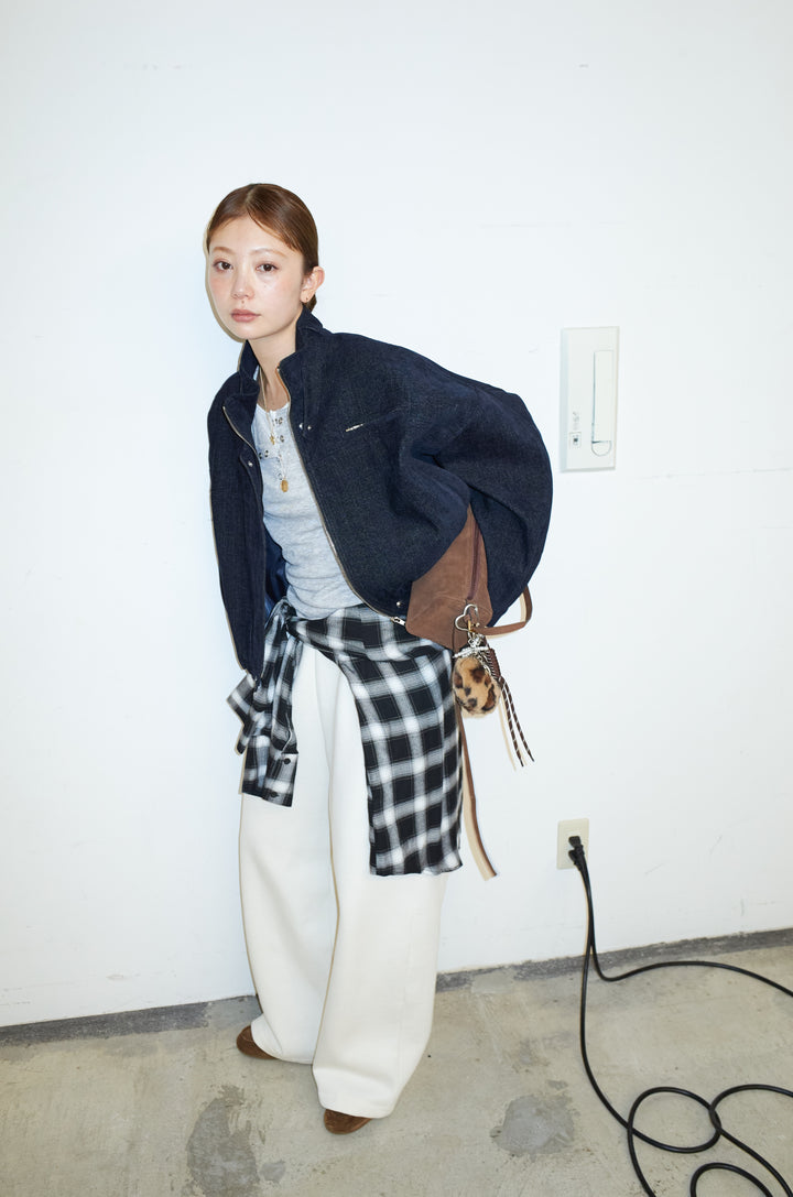 [予約/SET]起毛タッチバルーンデニムブルゾン+裏起毛スウェットワイドパンツ(2set)