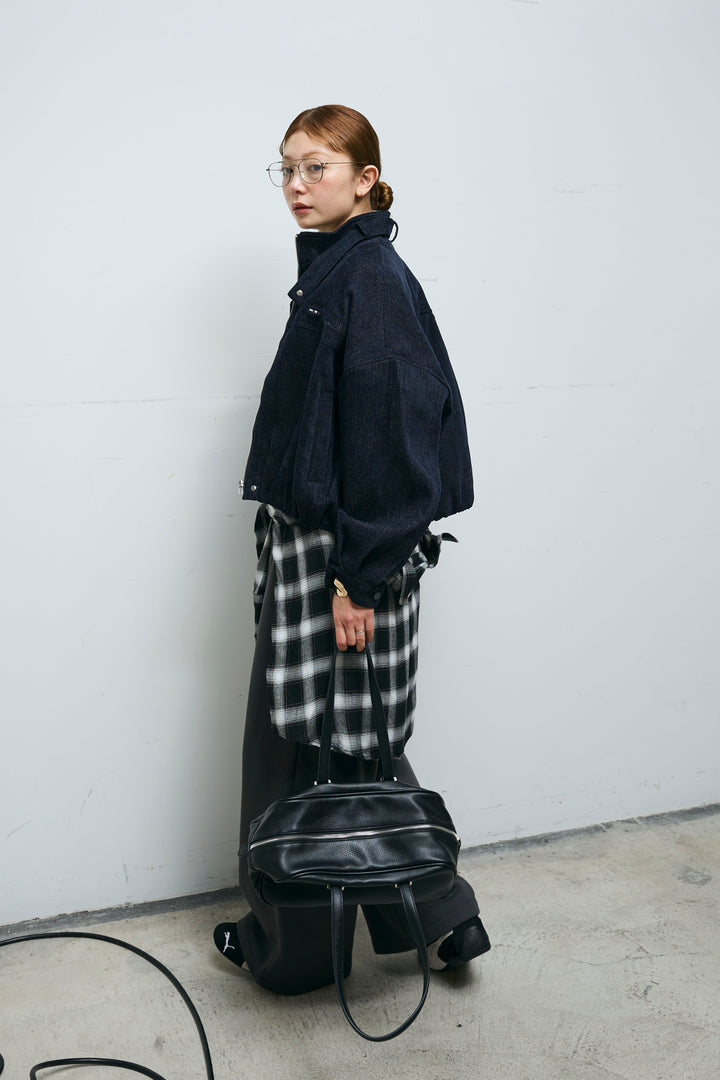 [予約/SET]起毛タッチバルーンデニムブルゾン+裏起毛スウェットワイドパンツ(2set)