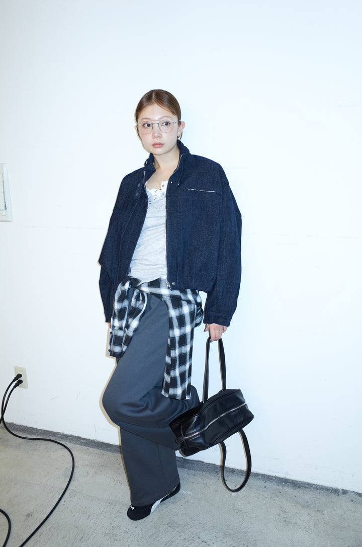 [予約/SET]起毛タッチバルーンデニムブルゾン+裏起毛スウェットワイドパンツ(2set)