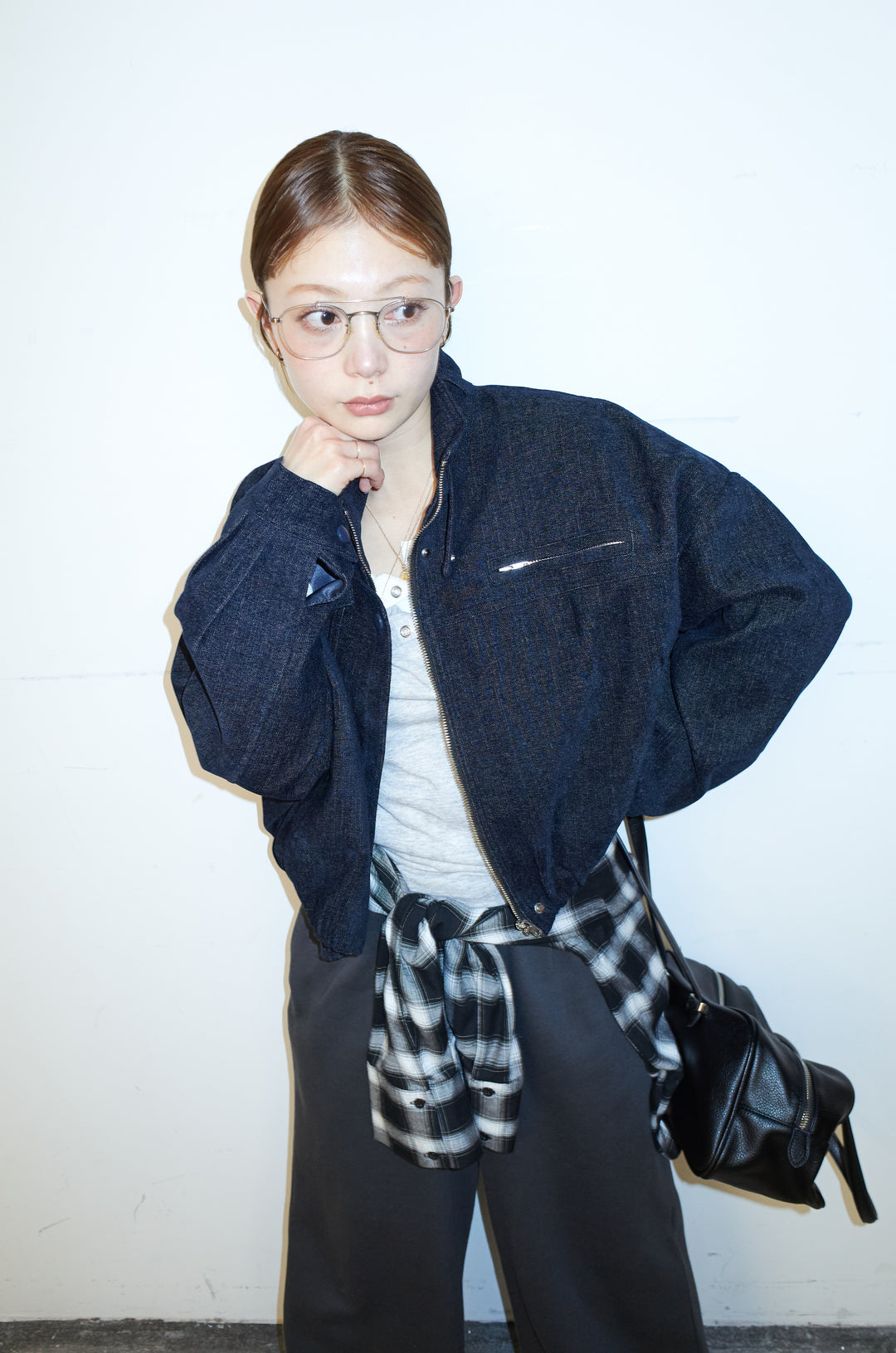 [予約/SET]起毛タッチバルーンデニムブルゾン+裏起毛スウェットワイドパンツ(2set)