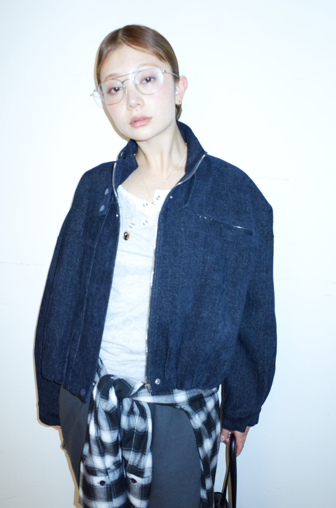 [予約/SET]起毛タッチバルーンデニムブルゾン+裏起毛スウェットワイドパンツ(2set)