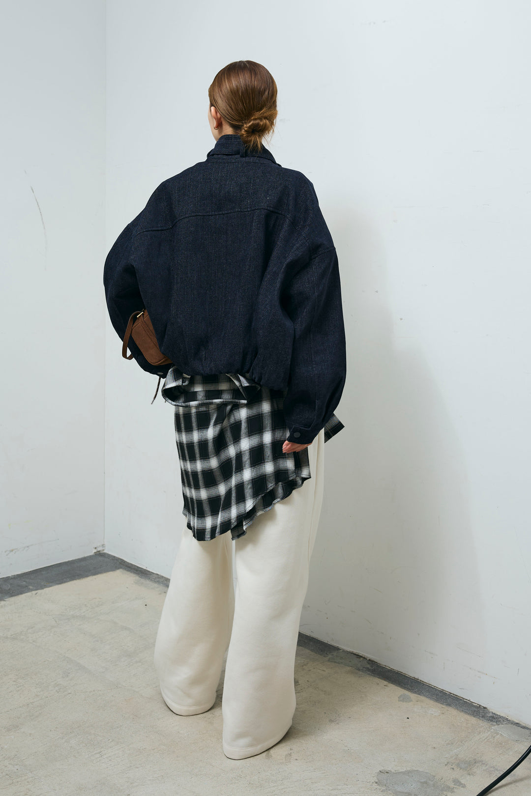 [予約/SET]起毛タッチバルーンデニムブルゾン+裏起毛スウェットワイドパンツ(2set)