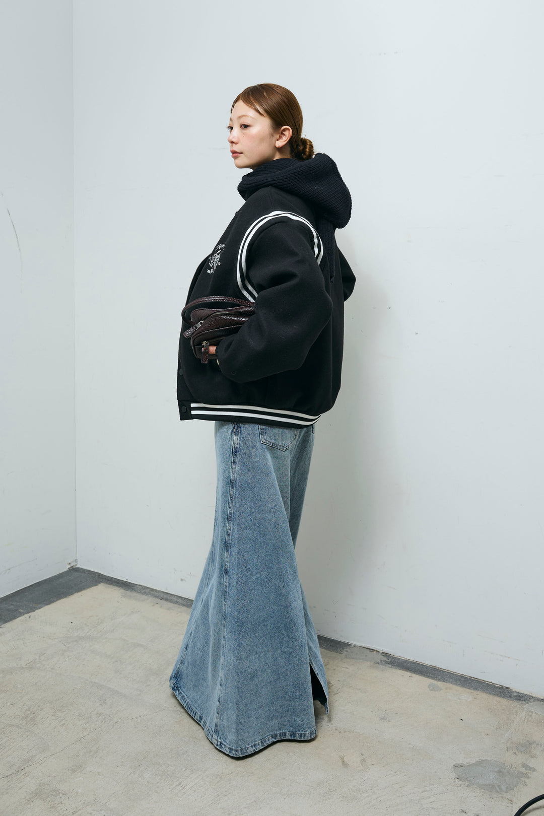 [予約/SET]ヴァーシティブルゾン+アルパカタッチフライトニットキャップ+オーセンティックデニムSK(3set)